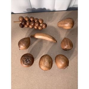 8 Pieces-Vintage Wooden Fruit•Apple Pear Grapes Banana + More!•